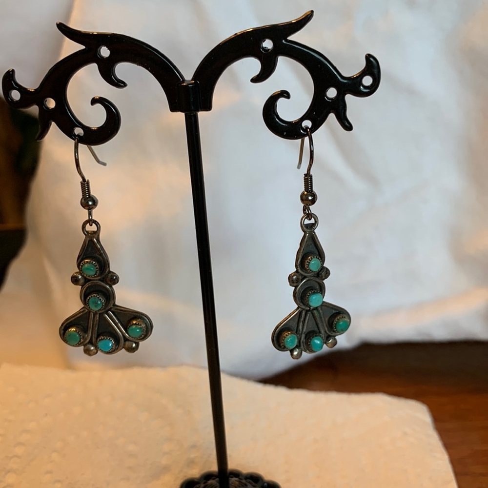 Set (2 earrings) Sterling & turquoise earrings.